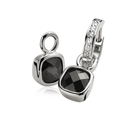 Zinzi oorbedels zwart carre