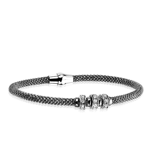 Zinzi zilveren armband zwart gerodineerd wit 60mm diameter ZIA839Z