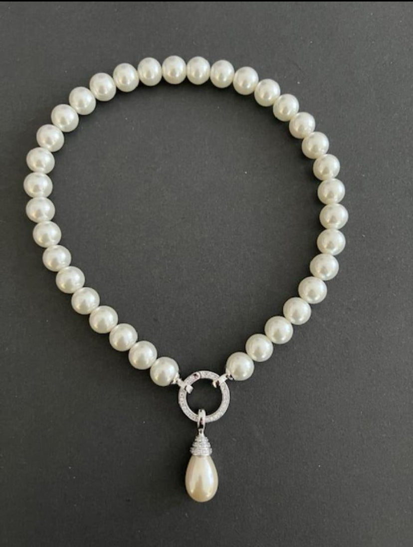 Zinzi - Zilveren Hanger - Witte Parel - Zirkonia (ZIH355W)